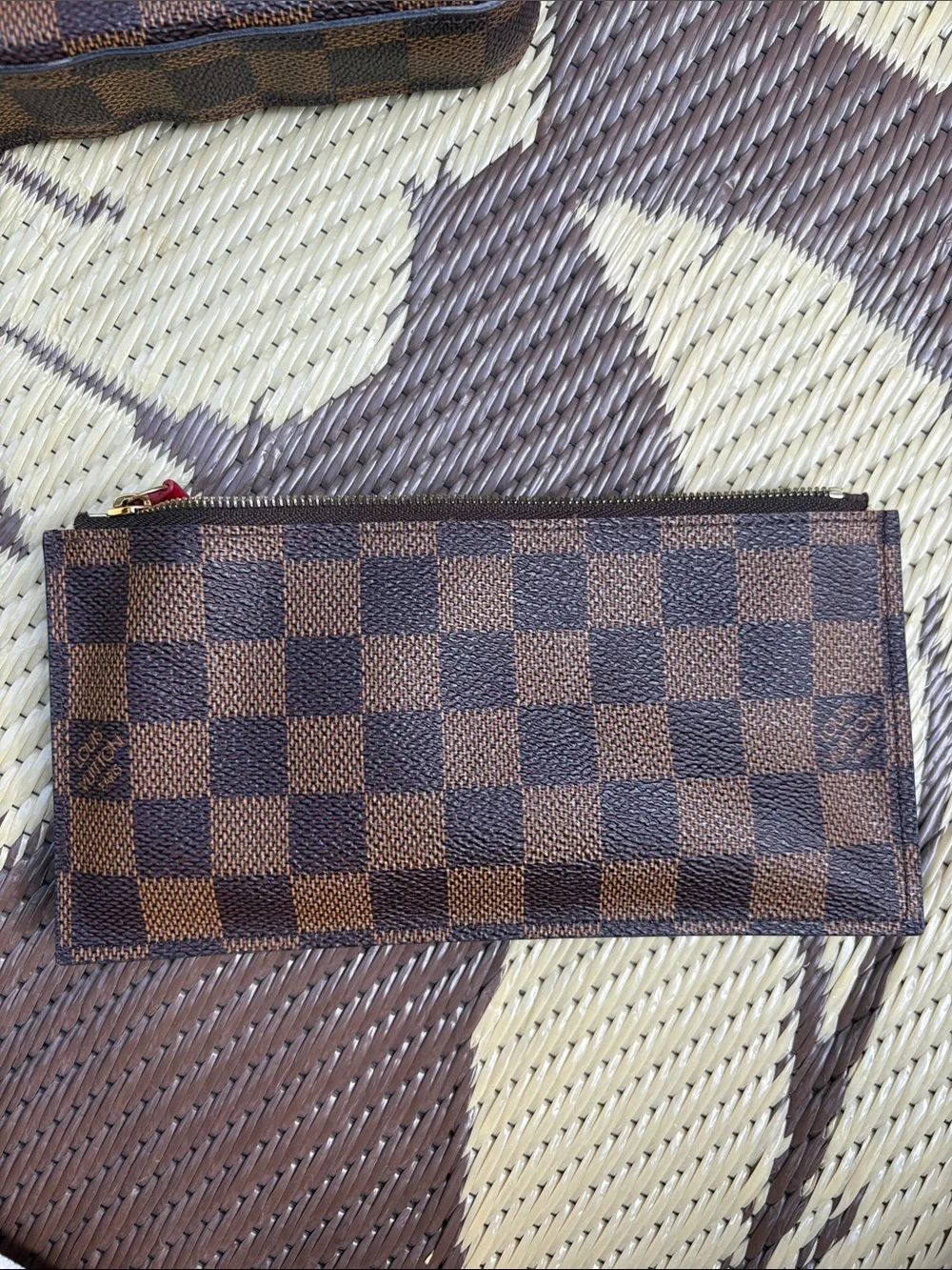 Louis Vuitton Brown Checkered Envelope Crossbody with Gold Chain